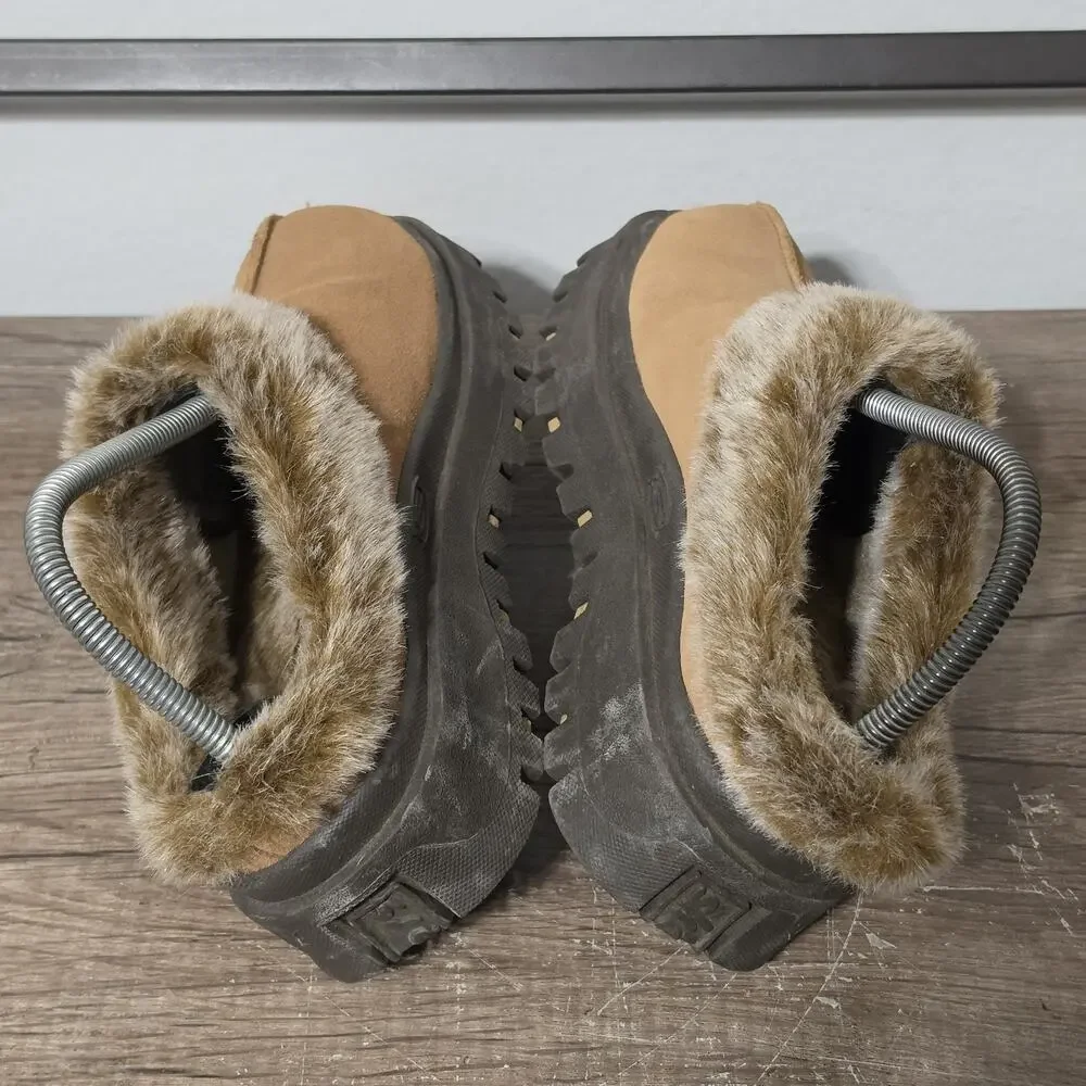 Skechers Shindigs Fortress Women’s Suede Platform Clogs Y2K Shoes Size 9 Brown